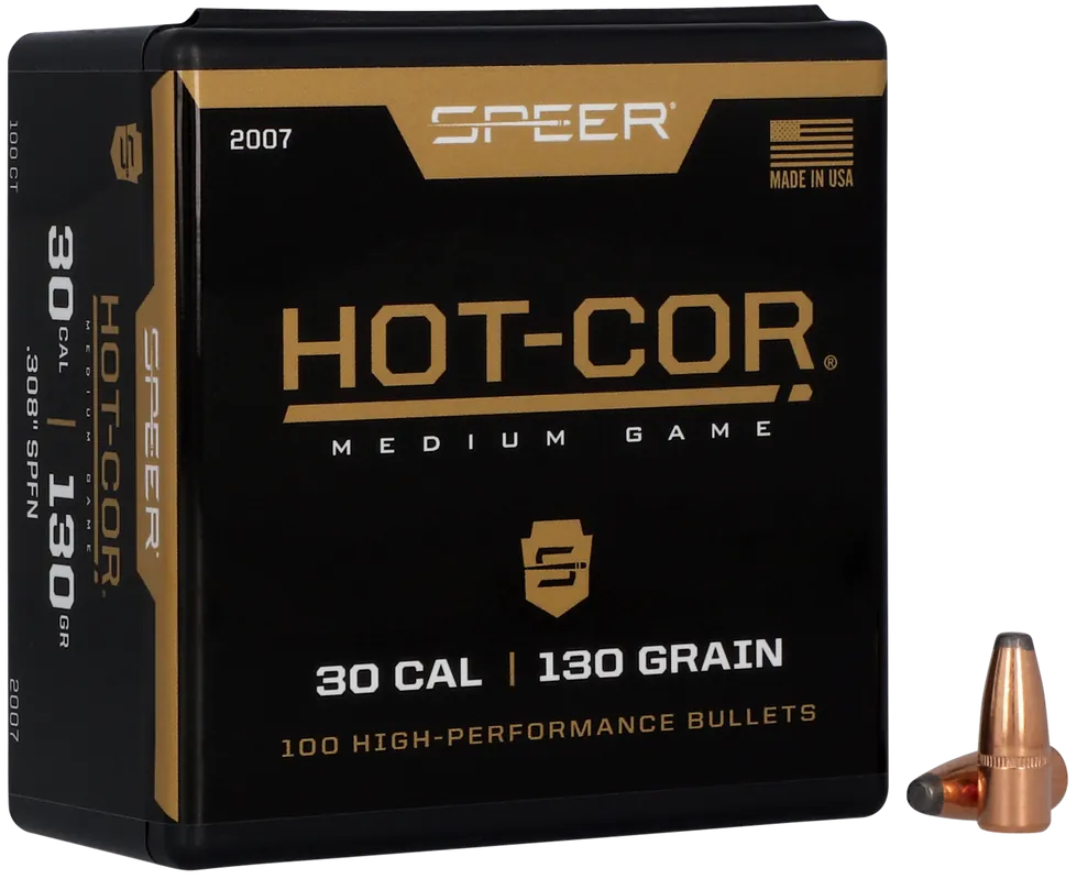 Speer 2007 Hot-Cor 30 Caliber 130 Grain SPFN - 100/Box, 5/Case