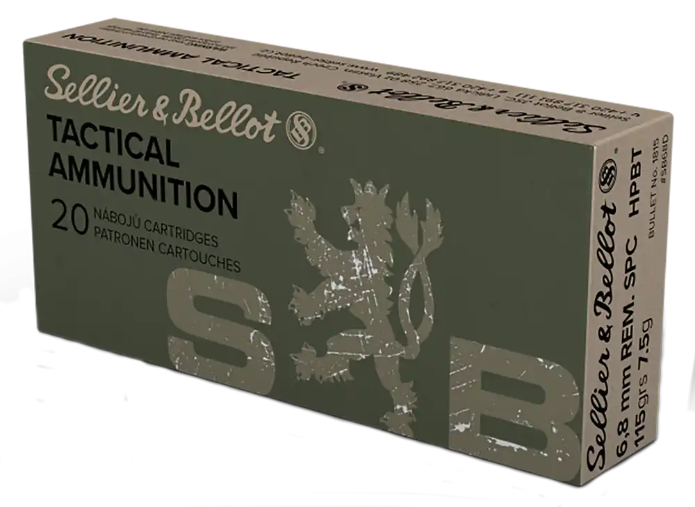 Sellier & Bellot 6.8mm Rem SPC 115gr HPBT Rifle Ammo - 20/Box, 30/Case