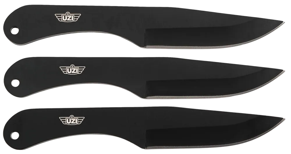 Uzi Accessories UZKTRW004 8.25" Black Stainless Steel Throwing Knives Set