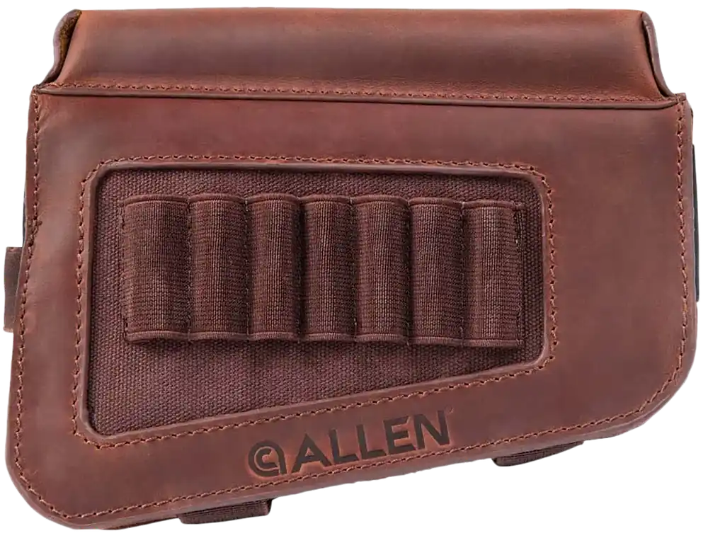 Allen 8519 Westcliff Leather Rifle Buttstock Cartridge Carrier with Raised Cheek Piece - 7 Round Capacity