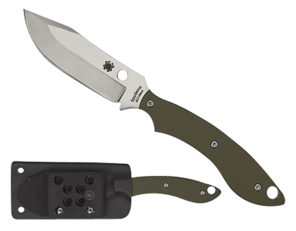 Spyderco FB49GPOD Stok Fixed Bowie Knife with Stonewashed Blade and Olive Drab G10 Handle