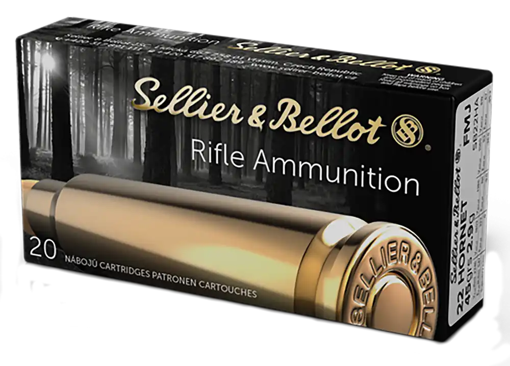 Sellier & Bellot SB22HA .22 Hornet 45gr FMJ Rifle Ammo - 20/Box, 90/Case