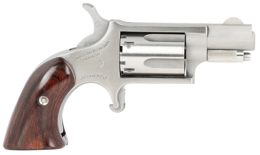 North American Arms Mini-Revolver 22LR 5rd Stainless Steel with Wood Boot Grip