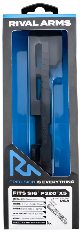 Rival Arms Faction Series Slide A1 for Sig P320 X-Five, Docter Cut, Cerakote Black, 17-4 Stainless Steel