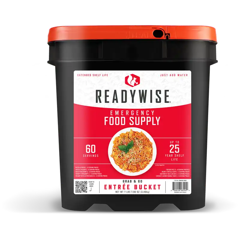 ReadyWise RW10160 Grab N Go Bucket: 60-Serving Freeze-Dried Entrees