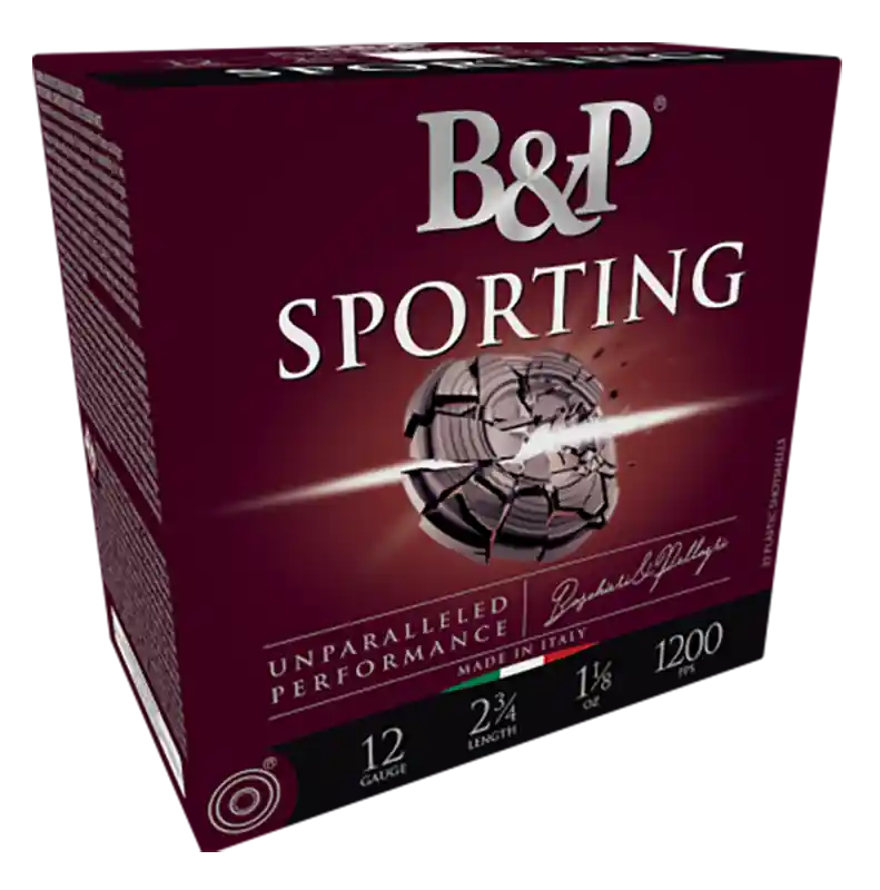 B&P 12 Gauge Sporting Clay Ammo - 1oz 8 Shot, 25 Rounds per Box