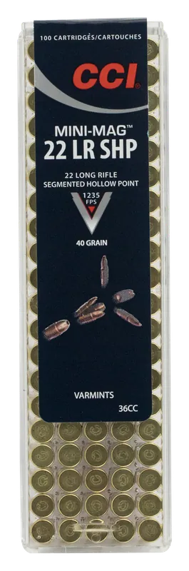 CCI 36CC Mini-Mag 22LR 40gr Segmented HP 100/Box, 50/Case