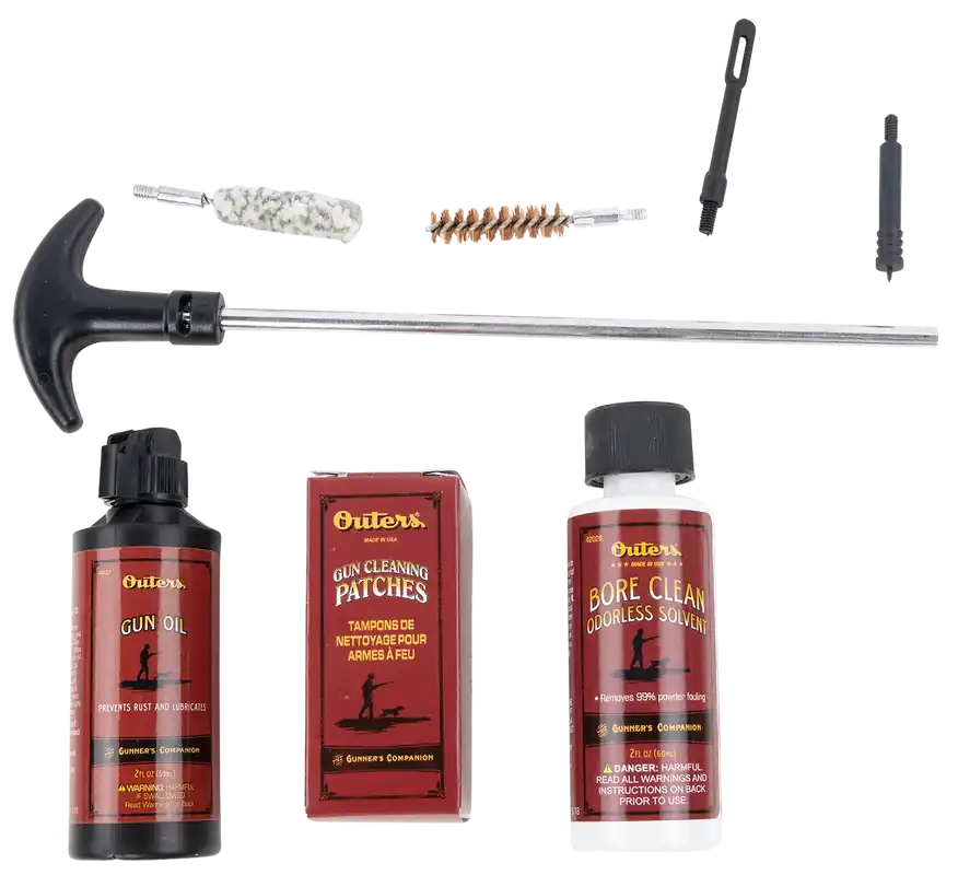 Outers 98416 Aluminum Rod Pistol Cleaning Kit for 38 Special, .357 Magnum, and 9mm