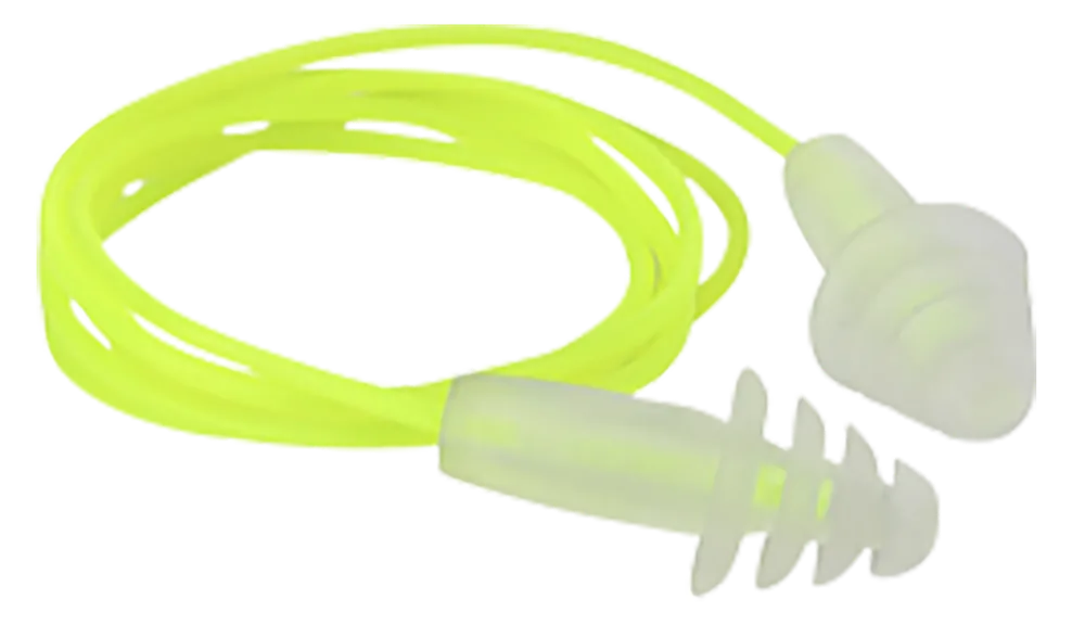 Radians FP43HVBP3 Flanged Earplugs, Thermoplastic, 27dB, Yellow/Clear, 3 Pairs