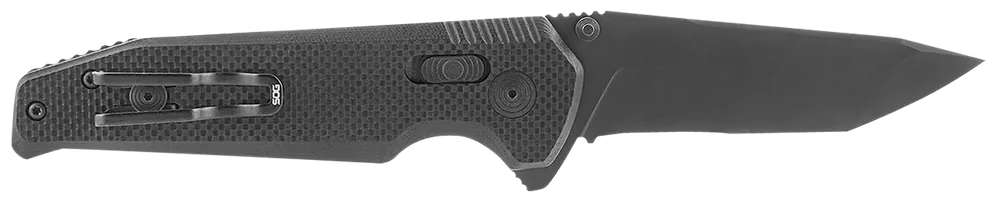 SOG Vision XR Folding Tanto Knife with Part Serrated Black TiNi Blade and G10 Handle