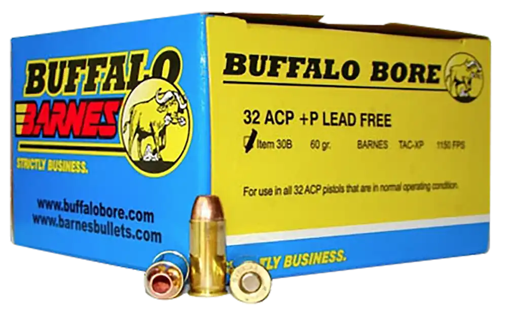 Buffalo Bore 32ACP +P 60gr Barnes TAC-XP Lead-Free Ammo - 20 Rounds