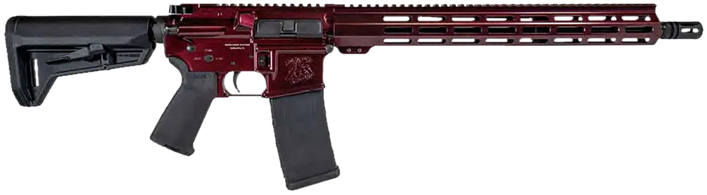 Blaze 5.56 NATO Rifle with Red Cerakote Rail and Magpul Stock