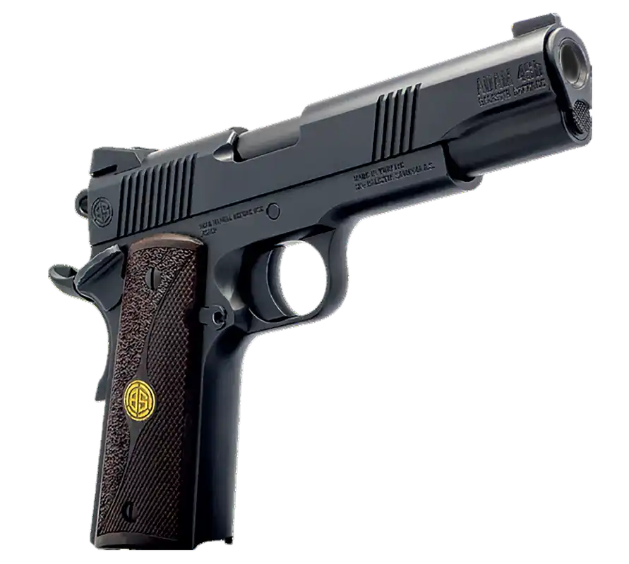 Dickinson LLC DCKSN45BB 1911 Adam 45 ACP Pistol with Black Steel Barrel and Wood Grip