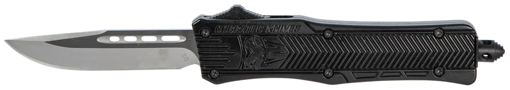 CobraTec Knives SBCTK1SDNS CTK-1 Small 2.75" OTF Drop Point Plain D2 Steel Blade/Black Aluminum Handle Features Glass Breaker Includes Pocket Clip