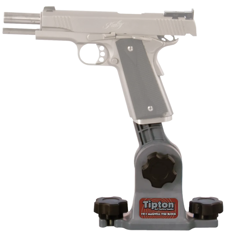 Tipton 558080 1911 Mag Well Vise Block for Handgun Firearm - Gray/Red Polymer