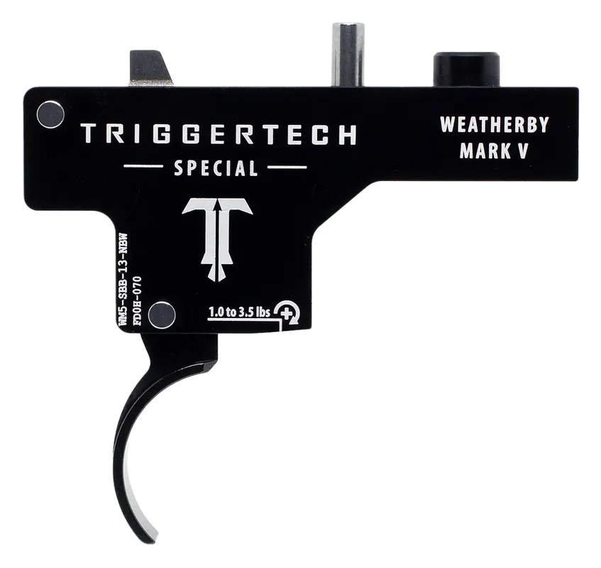 Weatherby Mark V TriggerTech Single-Stage Curved Trigger, 1-3.50 lbs Draw, Black PVD Finish