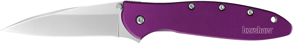 Kershaw 1660PUR Leek Folding Knife with Purple Aluminum Handle and 3" 14C28N Steel Blade