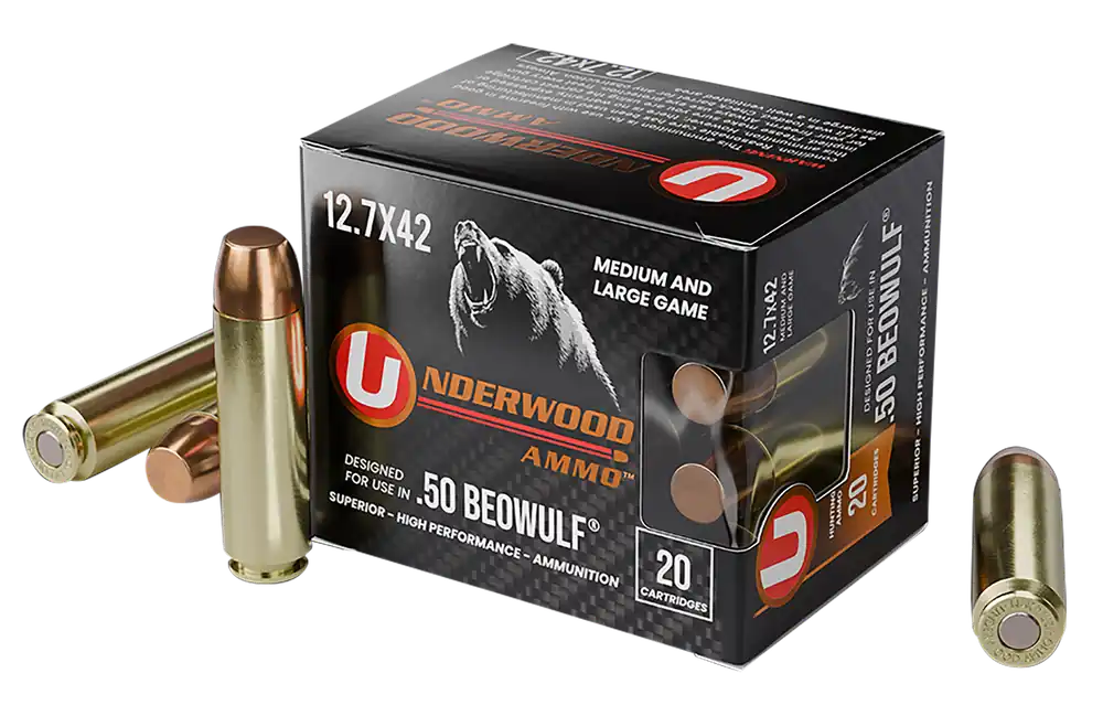 Underwood Ammo 50 Beowulf 350gr FMJ - 20 Rounds per Box, 10 Boxes per Case