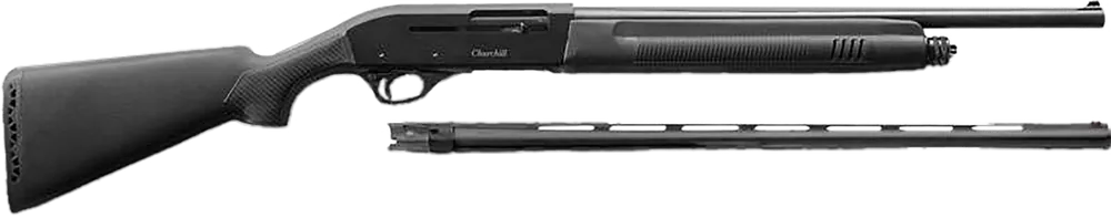 Akkar Churchill 220 Combo 20 Gauge Shotgun - 18.5" or 26" Barrel, 5+1 Capacity, Blued Finish, Black Synthetic Stock