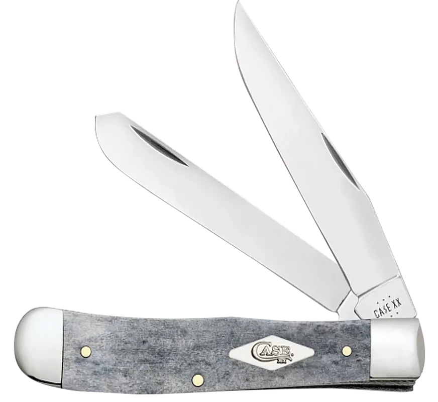 Case 34200 Trapper Folding Knife with Clip Point and Spey Blades, Smooth Gray Bone Handle