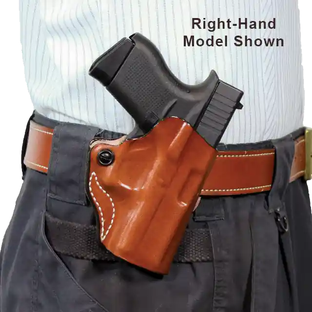 DeSantis Gunhide Mini Scabbard OWB Tan Leather Belt Slide for Springfield Prodigy 4.25" Barrel Left Hand with/without Red Dot