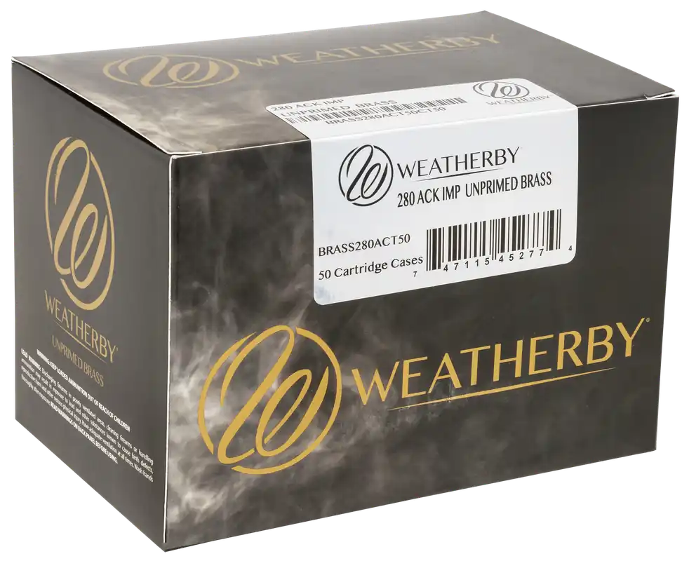 Weatherby 280 Ackley Unprimed Rifle Brass - 50 Count Box