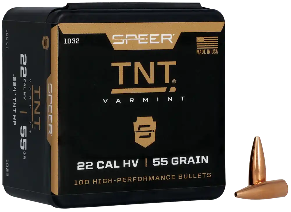 Speer 1032 TNT 22 Caliber 55 Grain JHP 100/Box, 5/Case