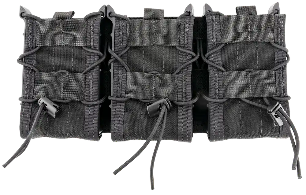 Triple Black Nylon MOLLE Compatible Rifle Mag Pouch - High Speed Gear TACO Shingle 45TA00BK