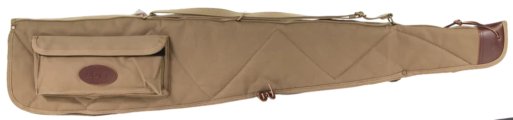 Alaskan Rifle Case 44" Khaki Waxed Canvas with Brass Hardware & Quilted Flannel Lining for Scoped Rifles