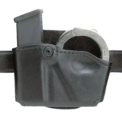 Safariland Black Leather Cuff/Magazine Pouch for Beretta 8045F with Belt Clip Mount