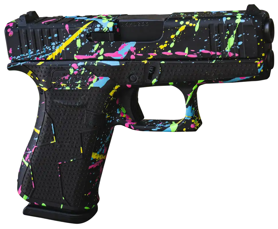 Glock G43X Sub-Compact 9mm Pistol with Black Splatter Cerakote Finish