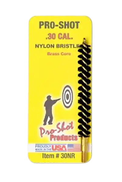 Pro-Shot 30NR Bore Brush for .30/7.62mm Caliber Rifles - Nylon Bristles, Brass Core, #8-32 Thread