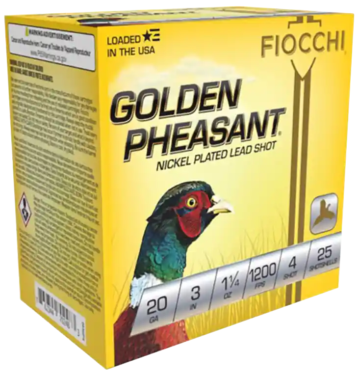 Fiocchi Golden Pheasant Extrema 20 Gauge 3" 4 Shot Ammo - 25/Box