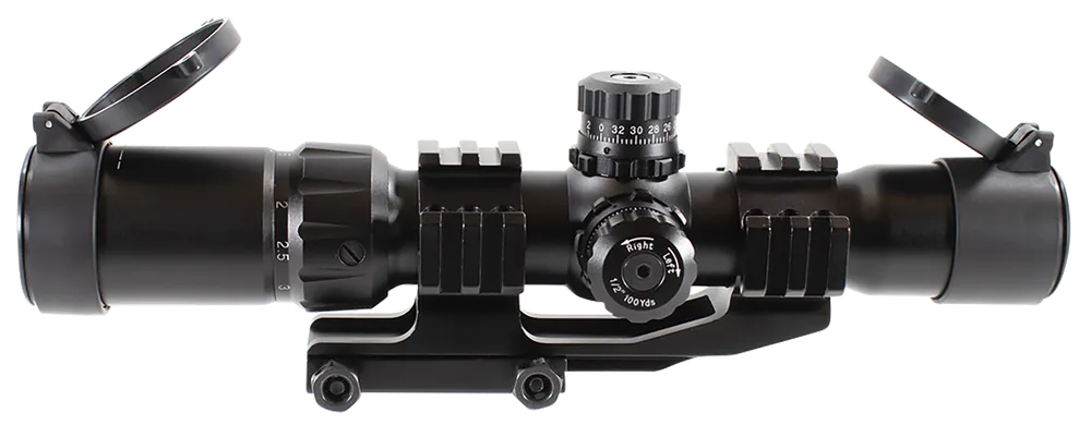 Aim Sports Recon CQB 1.5-4x30mm Tri-Illuminated Scope with 3/4 Circle Dot Reticle - Black Anodized