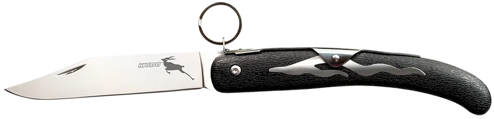 Cold Steel Kudu Folding Knife with 4.25" Mirror Polished Blade and Black Woodgrain Handle