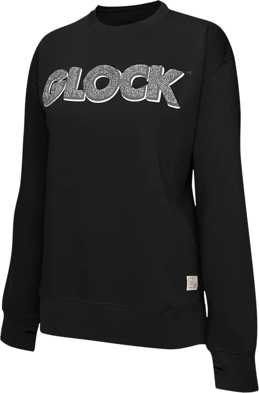 Glock AP96259 Black Raglan Fleece Crewneck, 2XL Long Sleeve Cotton/Polyester
