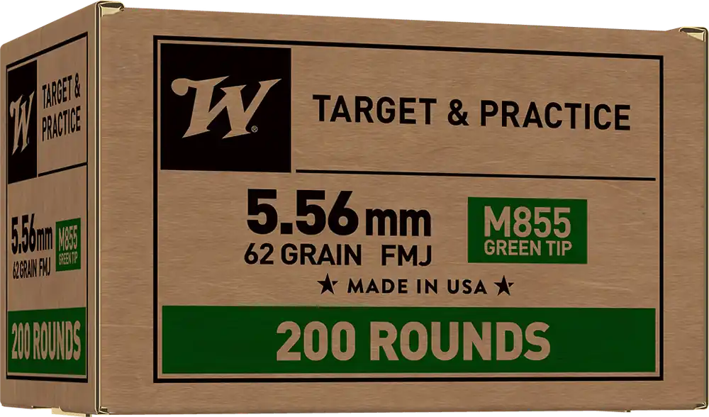 Winchester Ammo WM855200 USA M855 Green Tip 5.56x45mm NATO 62gr FMJ 200/Box
