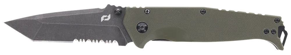 Schrade Melee Folding Tanto Knife with Part Serrated D2 Steel Blade and OD Green G10 Handle
