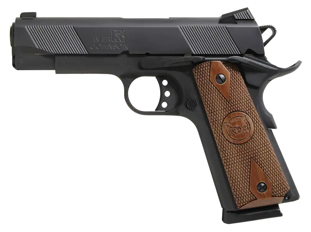 Iver Johnson Arms Hawk Commander .45 ACP Pistol with Walnut Grip and Matte Black Finish
