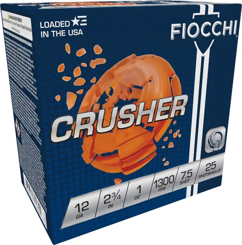 Fiocchi Exacta Crusher 12 Gauge 2.75" 1oz 7.5 Shot - 25 Rounds Per Box, 10 Boxes Per Case