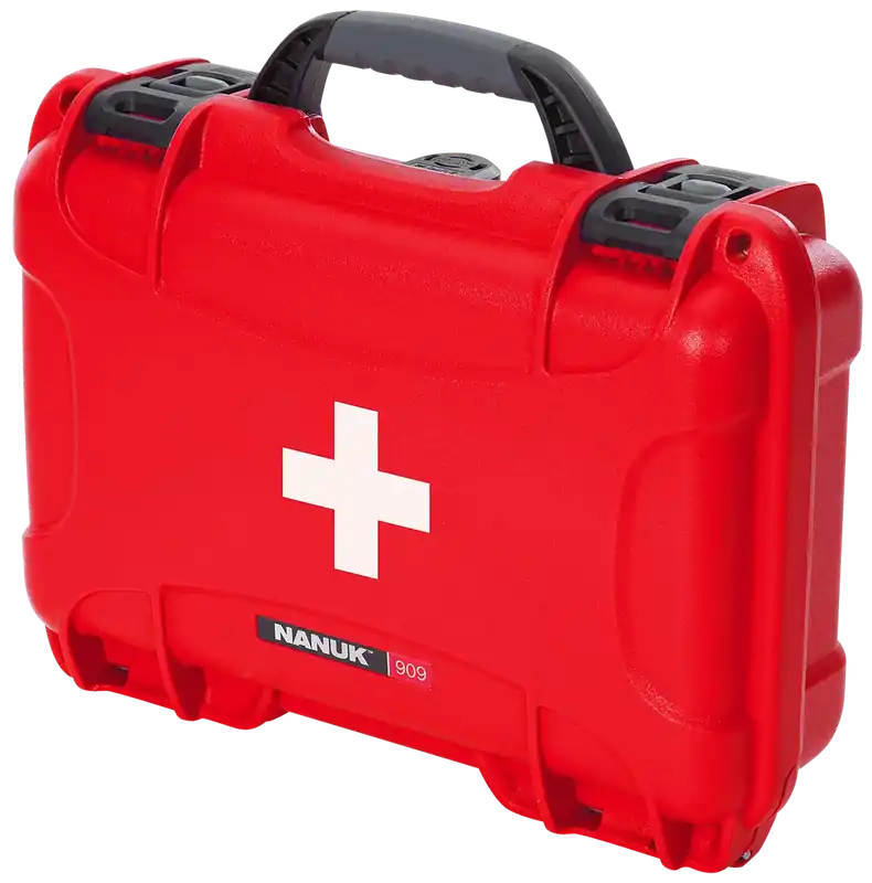 Nanuk 909FSA9 Red Resin First Aid Case with Latches