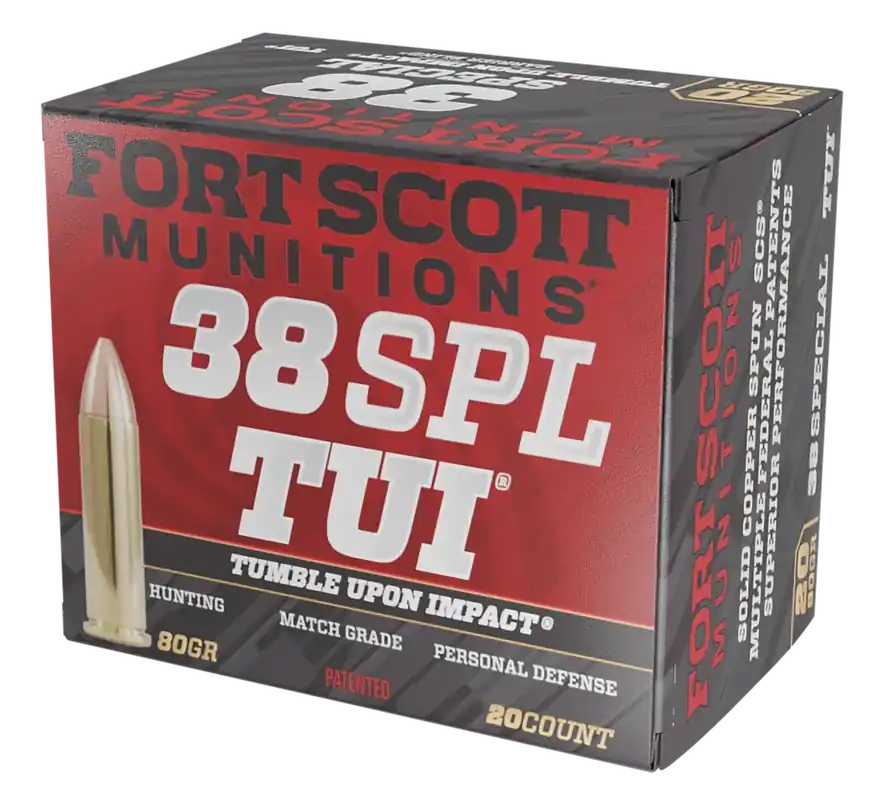 Fort Scott Munitions 38 Special+P 80gr TUI Solid Copper Ammo 20/Box