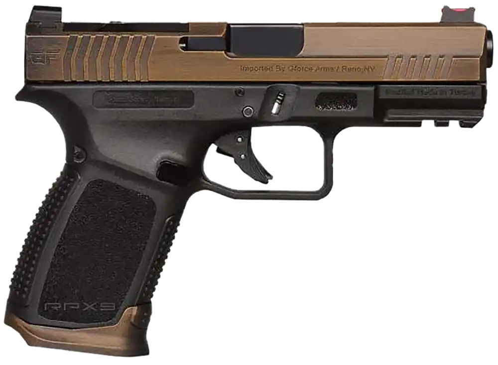 Gforce Arms Exodus 9mm Luger Pistol with Bronze Cerakote Slide and Black Textured Grip