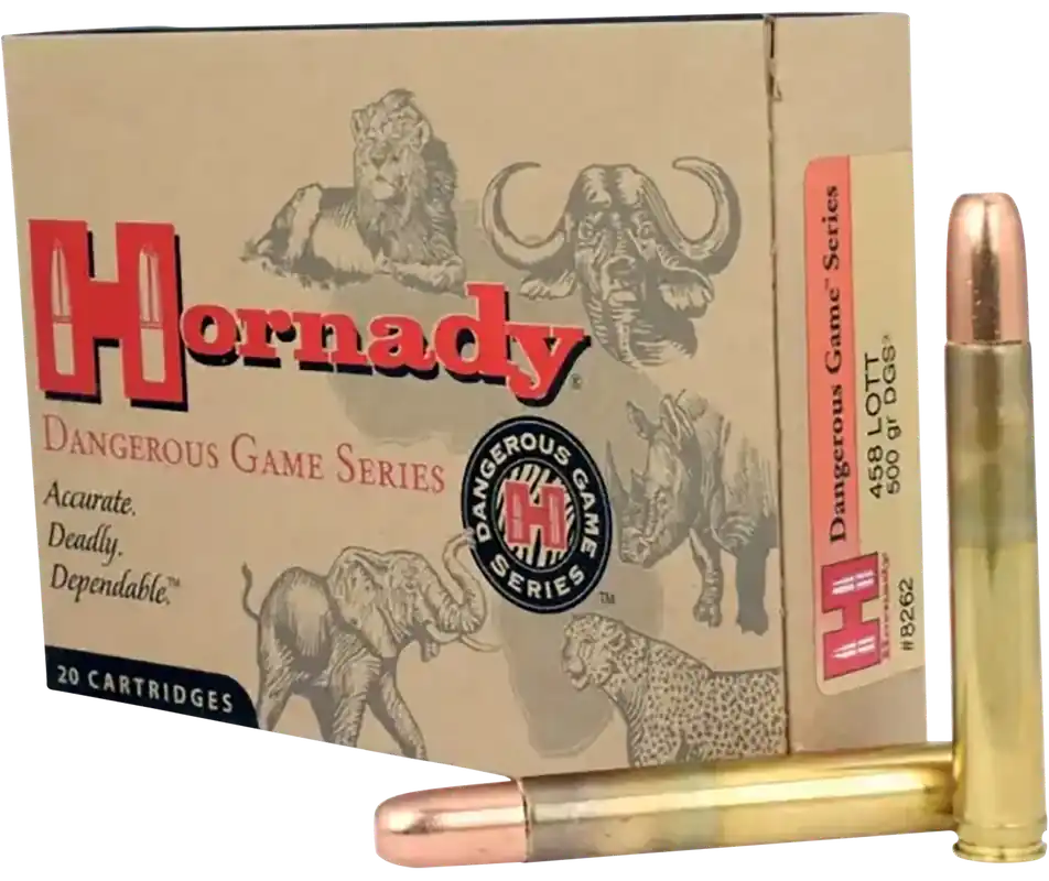 Hornady 8262 Dangerous Game Solid .458 Lott 500gr - 20 Rounds/Box, 6 Boxes/Case