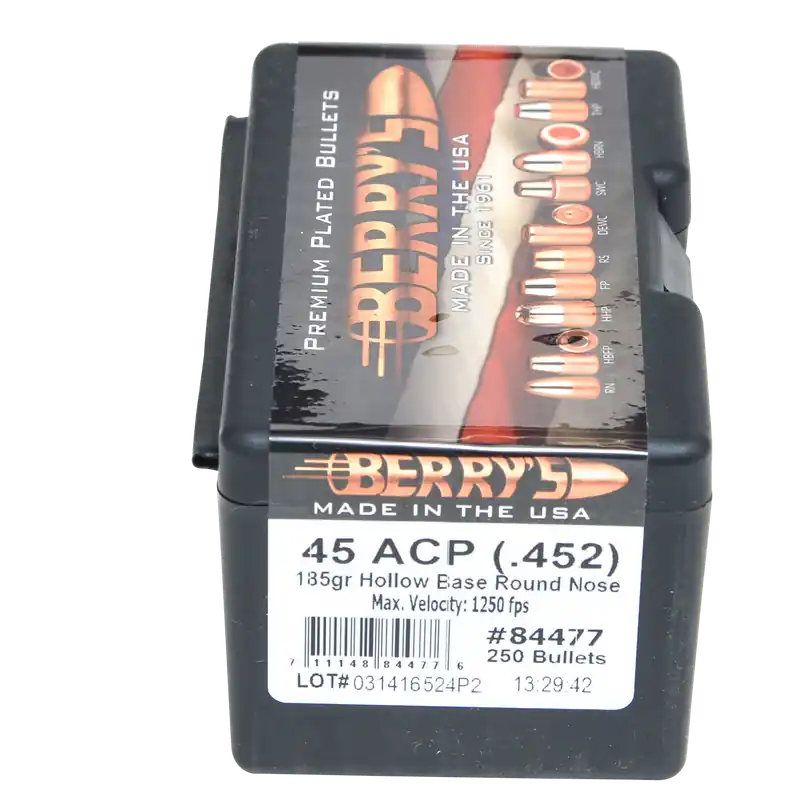 Berry's 84477 45Cal 185gr HB Round Nose Pistol Bullets 250ct