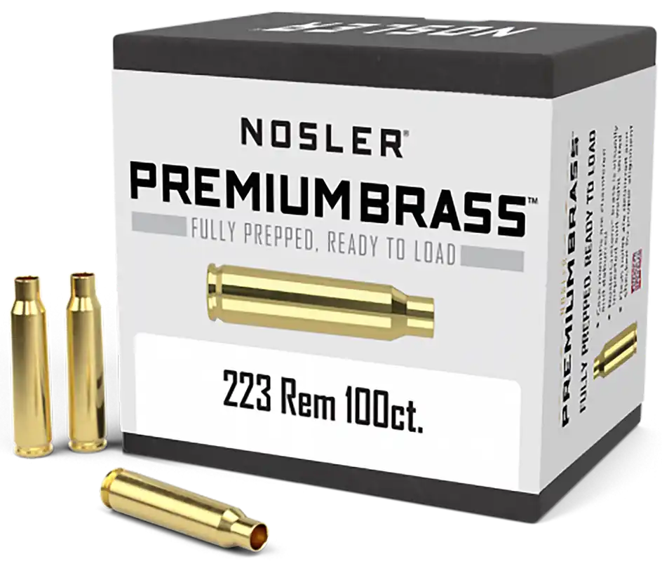 Nosler Premium Unprimed 223Rem Rifle Brass Cases - 100 Count Box