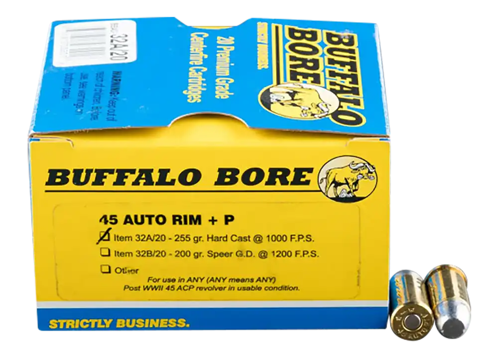 Buffalo Bore 45Auto Rim +P 255gr Hard Cast Ammo - 20/Box