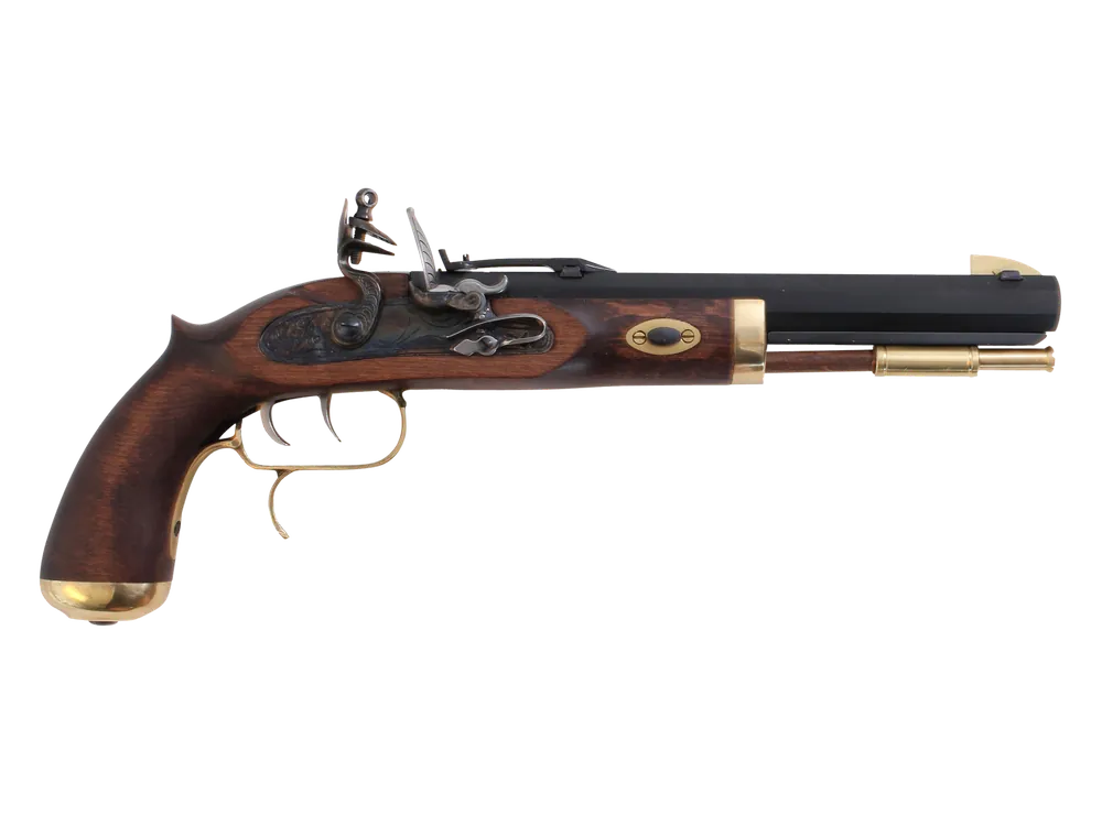 Traditions P1090 Trapper 50 Cal Flintlock Pistol with Blued Frame and Hardwood Grip