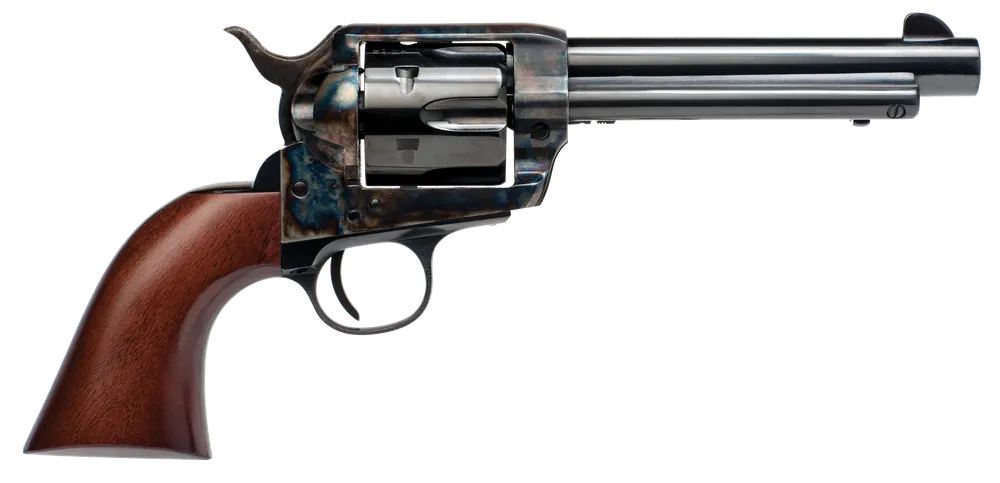 Cimarron PP401 Frontier Pre-War Revolver: 38 Special/357 Mag, 5.50" Barrel, Blued Finish, Walnut Grip