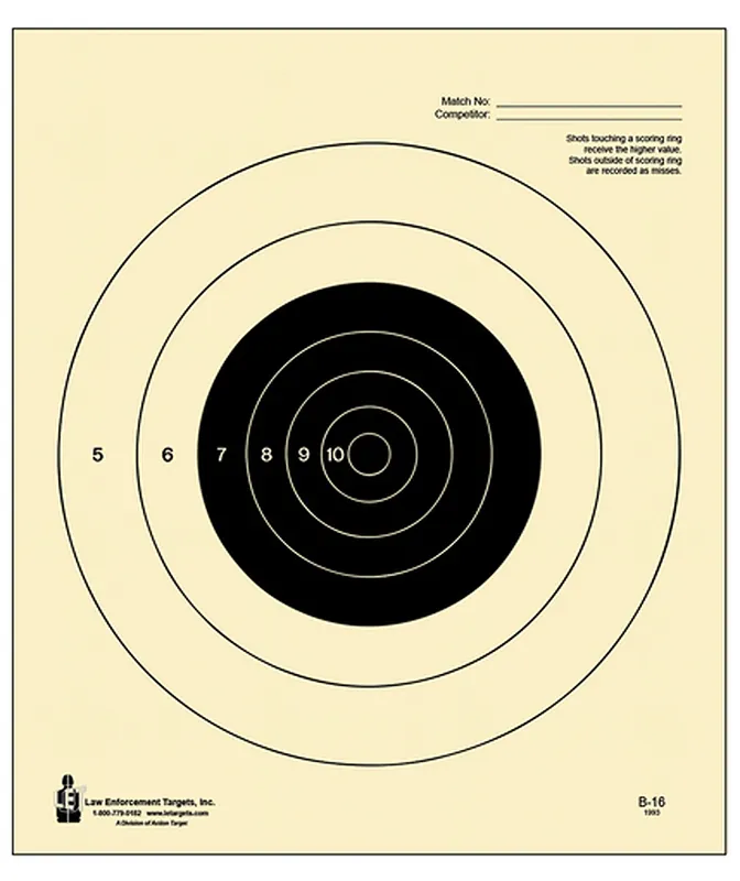 NRA Slow Fire Bullseye Target for 25 Yards Handgun Shooting - 100 Pack